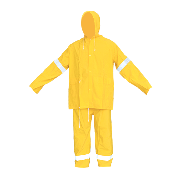 IMPERMEABLE PVC/POLIÉSTER 2 PIEZA CON REFLEJANTE LAMIRA AMARILLO LS-4102