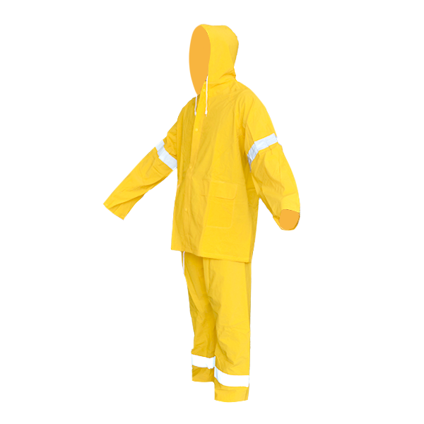 Impermeable PVC/Poliéster 2 Pieza con Reflejante LAMIRA Amarillo LS-4102 - 1