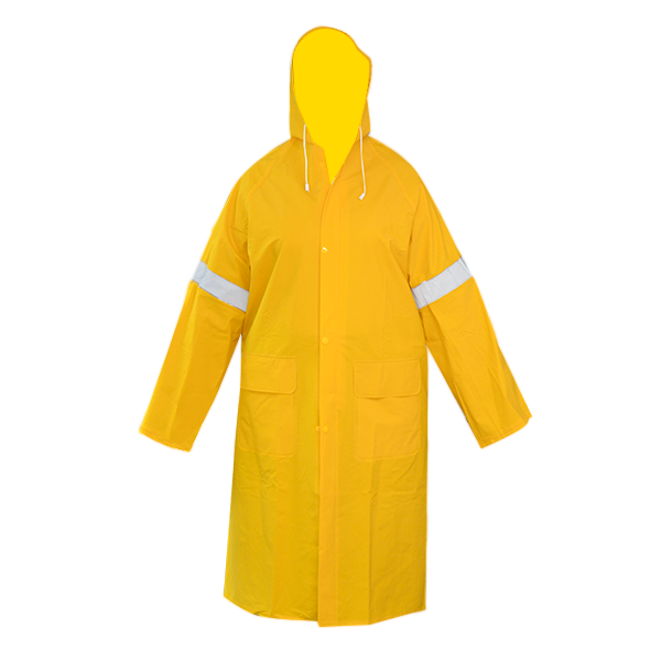 IMPERMEABLE PVC/POLIÉSTER GABARDINA LARGA CON REFLEJANTE LAMIRA AMARILLO AS-4478