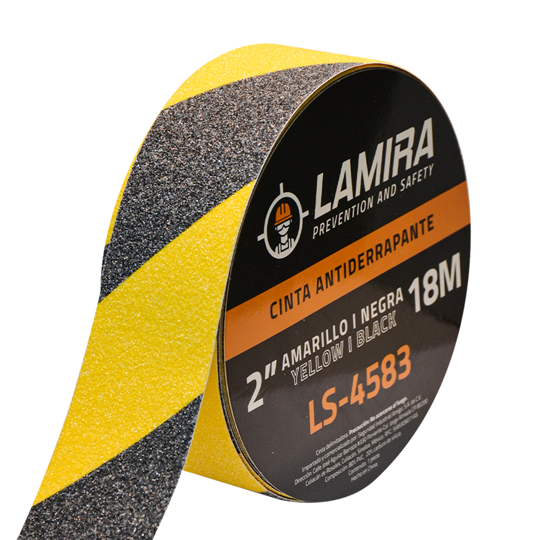 Cinta Antiderrapante 2"x18m Negro/Amarillo LAMIRA LS-4583 - 1