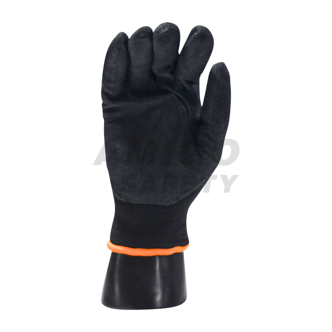 Guante Nylon con Acrílico Terry dentro Recubierto de Nitrilo arenoso Lamira (Par) Negro LS-4605L LG - 2