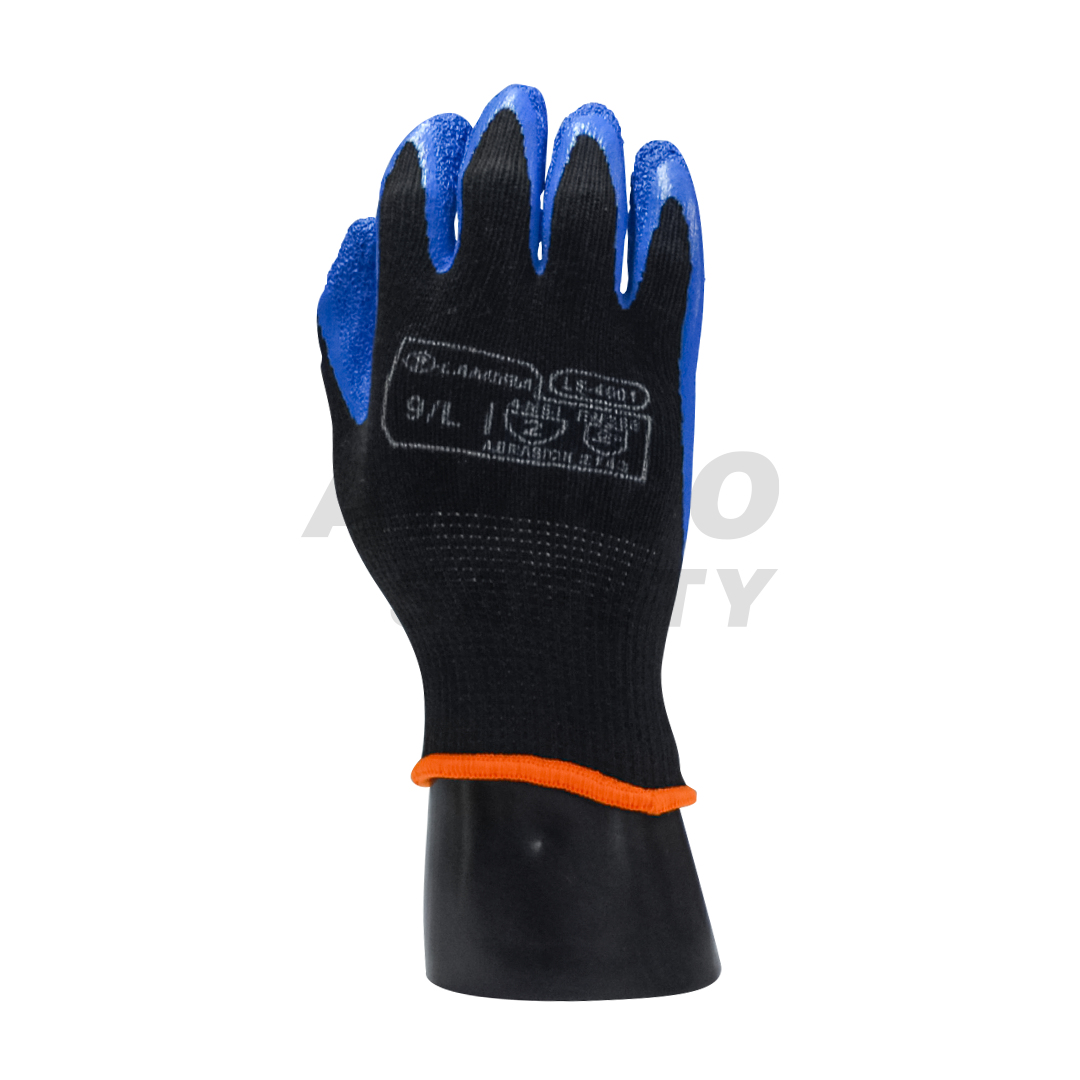 Guante Poliéster Recubierto de Látex Granulado Lamira (Par) Negro/Azul LS-4601 - 0