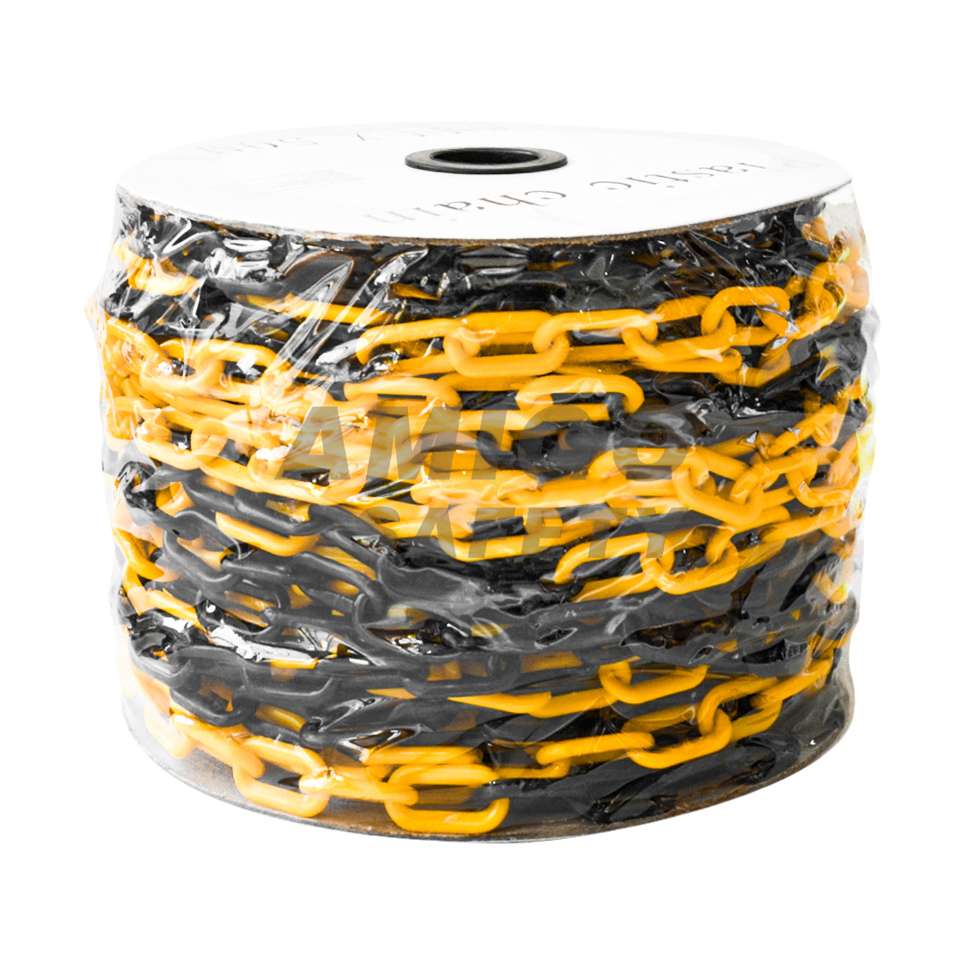 CADENA PLÁSTICA BICOLOR NEGRO/AMARILLO LAMIRA (ROLLO) AS-3434 50 M